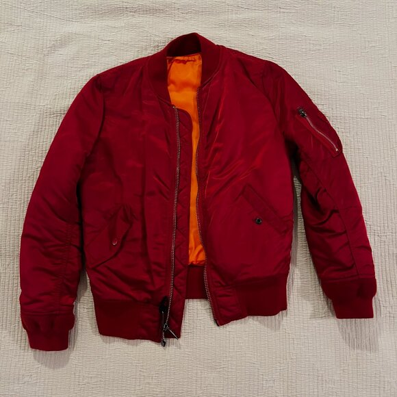 Alpha Industries MA-1 Red Bomber Jacket - small - Picture 2 of 3